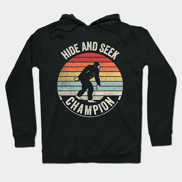 Retro Vintage Bigfoot Hide And Seek Champion Funny Camping Hiking Outdoor Hoodie by SomeRays